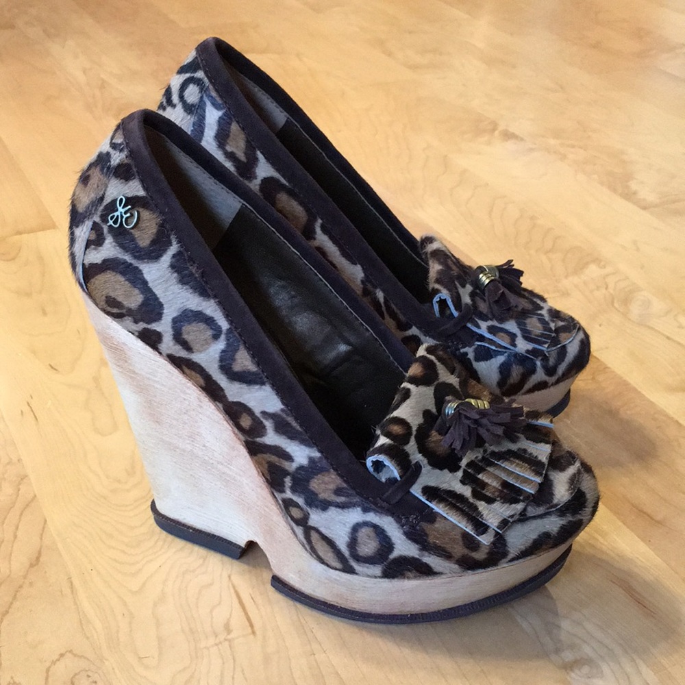 Sam Edelman Wesley Leopard Calf Hair Loafer Wedge